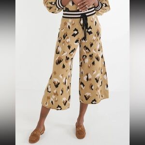 Emily McCarthy Knit Crop Teddy Trouser NWT Size Small Cocoa Brushed Cheetah
